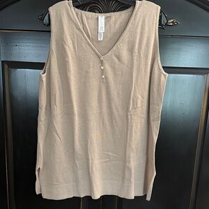MarlaWynne Beige Sleeveless Tank with Button Accents